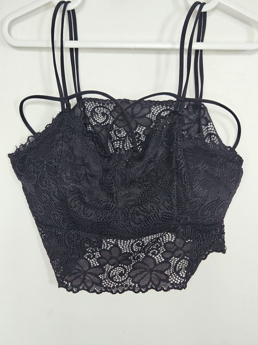 Sexy Black Lace Strappy Bralette Crop Top Boho Festival Style Small 🔥